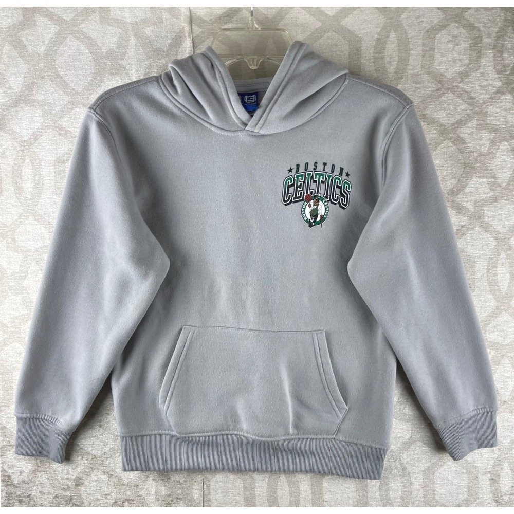Ultra Game NBA Boston Celtics Boys 10-12 Grey Graphic Pullover Fleece Hoodie‎